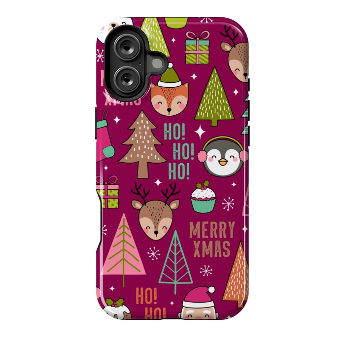 iPhone 16 Plus StrongFit Pine Trees and Christmas Elements Seamless Pattern by ArtsCase