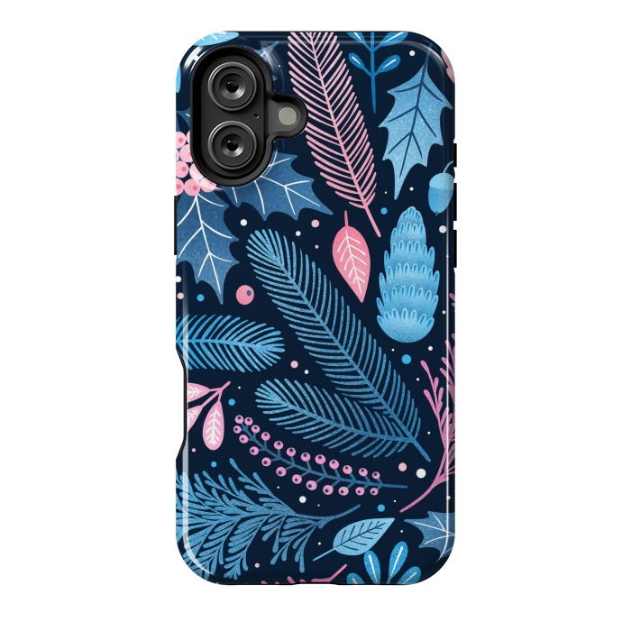 iPhone 16 Plus StrongFit Seamless Christmas Pattern with Winter Plants. by ArtsCase