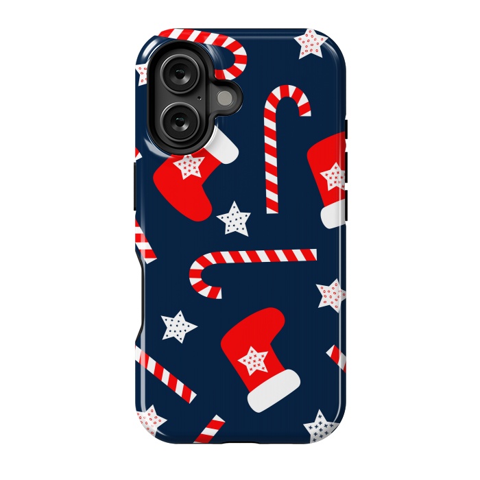 iPhone 16 StrongFit Seamless Christmas Pattern with Xmas Socks by ArtsCase