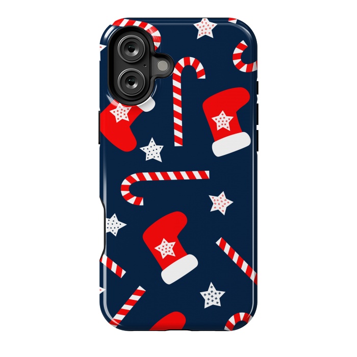 iPhone 16 Plus StrongFit Seamless Christmas Pattern with Xmas Socks by ArtsCase