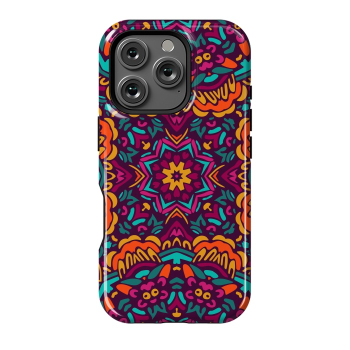 iPhone 16 Pro StrongFit Tiled Floral Doodle Design by ArtsCase