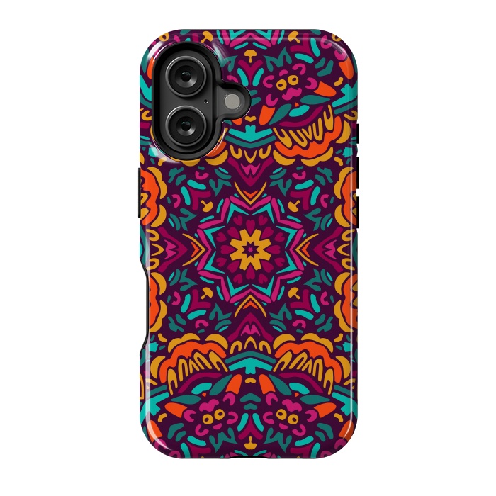 iPhone 16 StrongFit Tiled Floral Doodle Design by ArtsCase