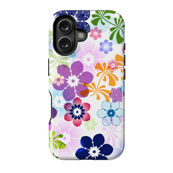 iPhone 16 StrongFit Spring Colorful Seamless Floral Pattern with Transparent Flowers I by ArtsCase