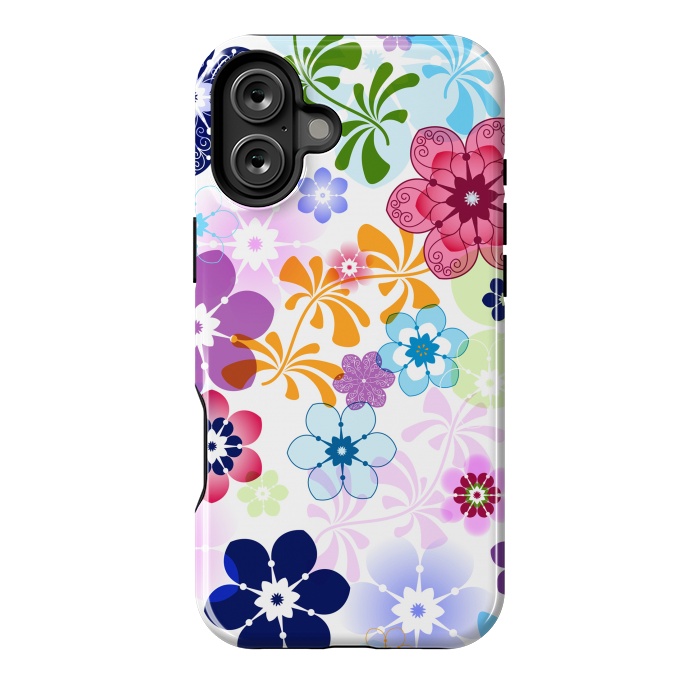 iPhone 16 Plus StrongFit Spring Colorful Seamless Floral Pattern with Transparent Flowers I by ArtsCase