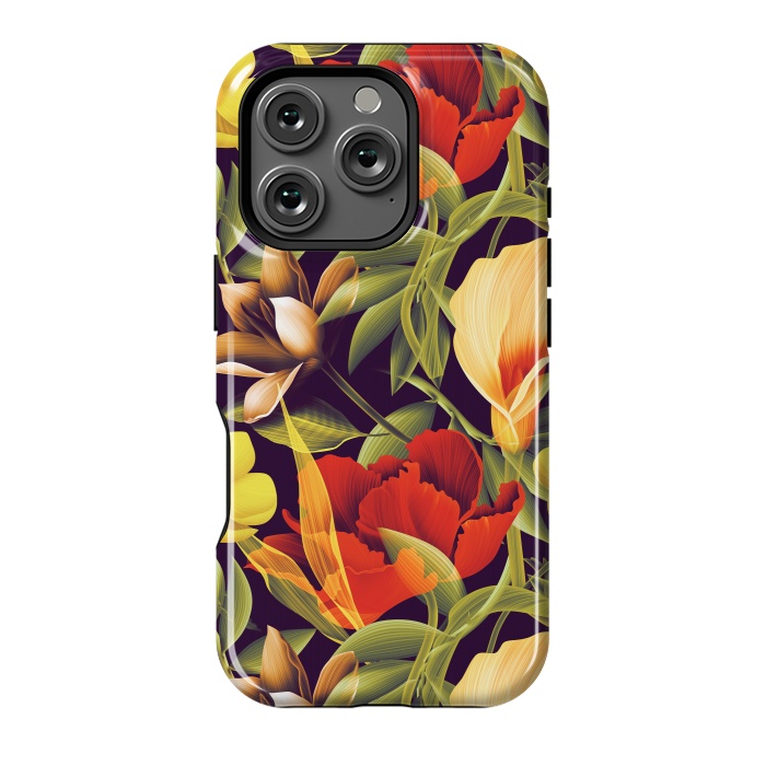 iPhone 16 Pro StrongFit Seamless Tropical Flower Plant and Leaf Pattern by ArtsCase