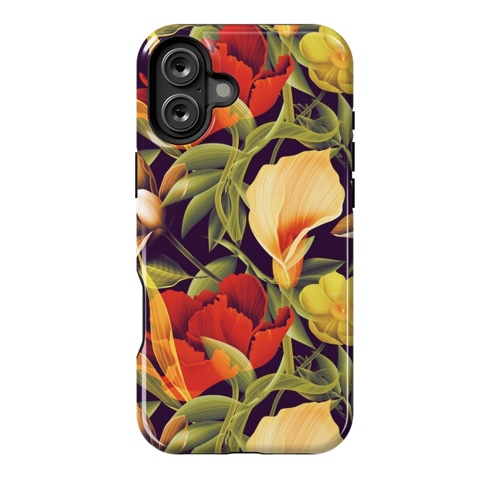 iPhone 16 Plus StrongFit Seamless Tropical Flower Plant and Leaf Pattern by ArtsCase