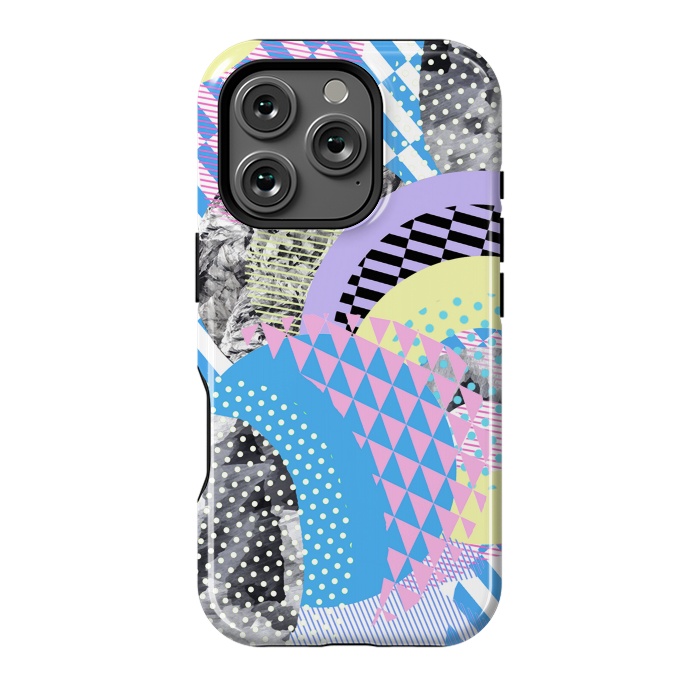 iPhone 16 Pro StrongFit Multicoloured playful pop-art collage by Oana 