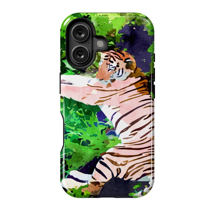 iPhone 16 StrongFit Blush Tiger by Uma Prabhakar Gokhale