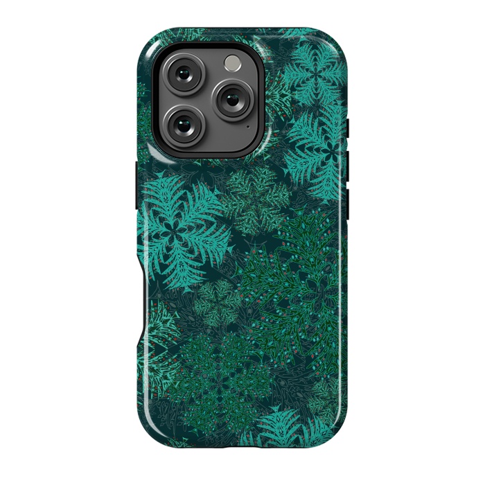 iPhone 16 Pro StrongFit Xmas Snowflakes Teal by Lotti Brown