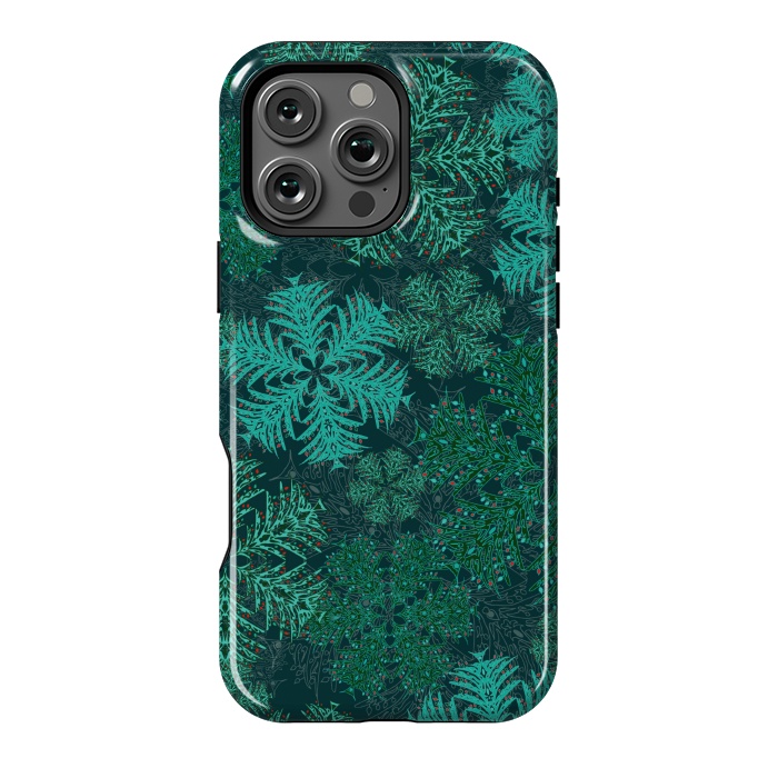 iPhone 16 Pro Max StrongFit Xmas Snowflakes Teal by Lotti Brown