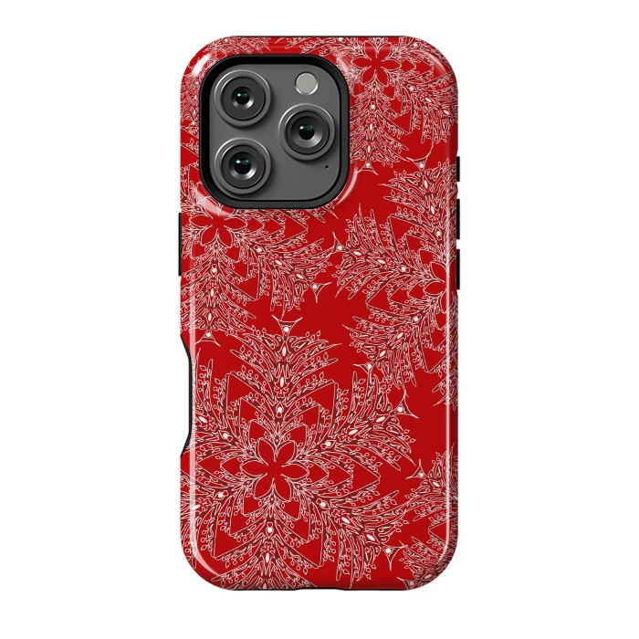 iPhone 16 Pro StrongFit Holiday Mandalas (Red/White) by Lotti Brown