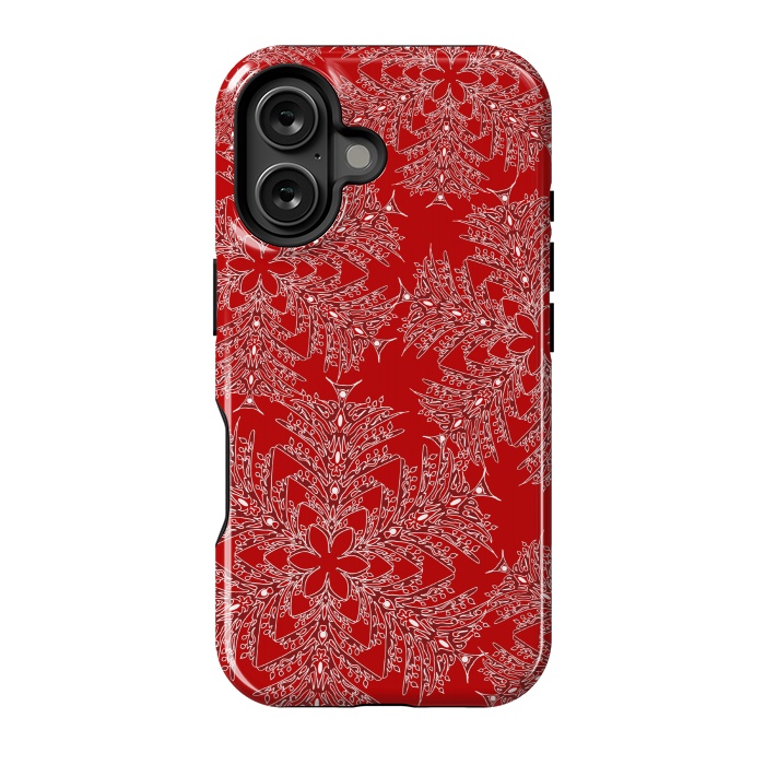 iPhone 16 StrongFit Holiday Mandalas (Red/White) by Lotti Brown