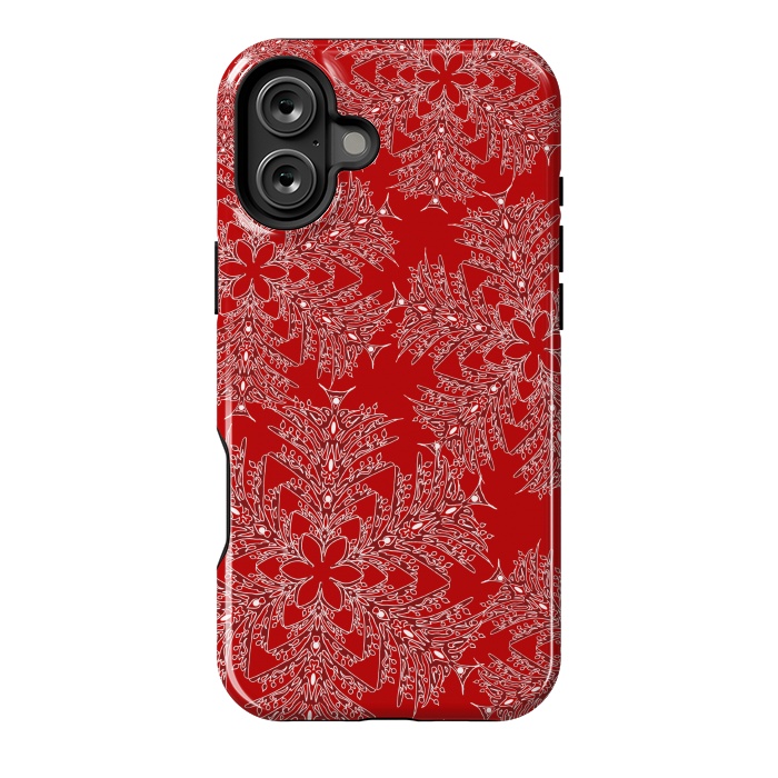 iPhone 16 Plus StrongFit Holiday Mandalas (Red/White) by Lotti Brown