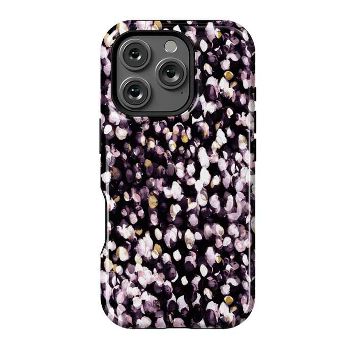 iPhone 16 Pro StrongFit Black pink watercolor spots by Oana 