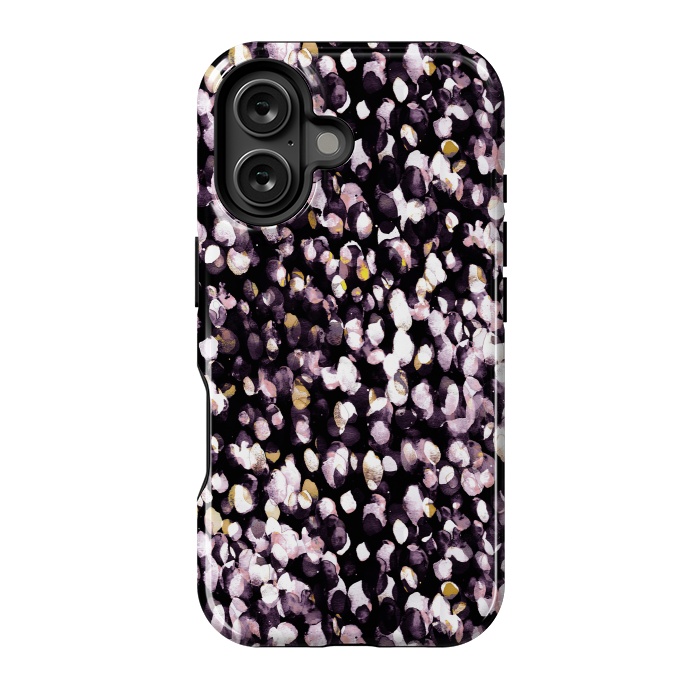 iPhone 16 StrongFit Black pink watercolor spots by Oana 