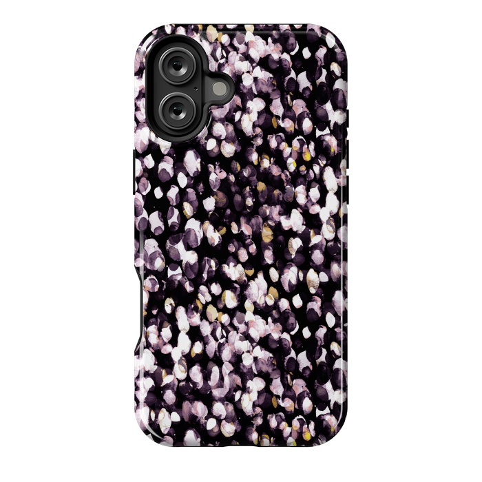 iPhone 16 Plus StrongFit Black pink watercolor spots by Oana 