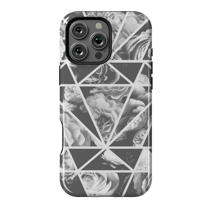 iPhone 16 Pro Max StrongFit Gray rose petals geo collage by Oana 