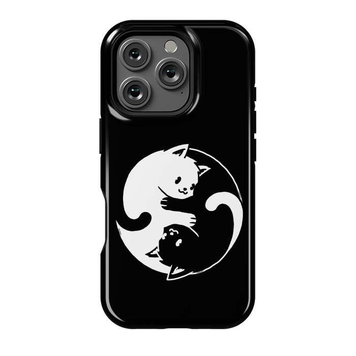 iPhone 16 Pro StrongFit Yin Yang Cat Black & White by Vó Maria