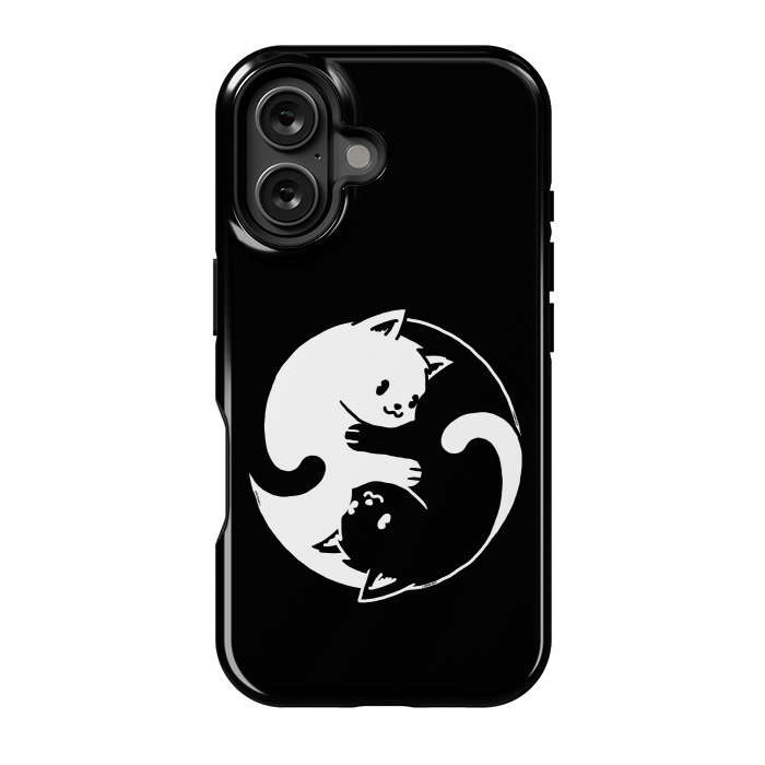 iPhone 16 StrongFit Yin Yang Cat Black & White by Vó Maria