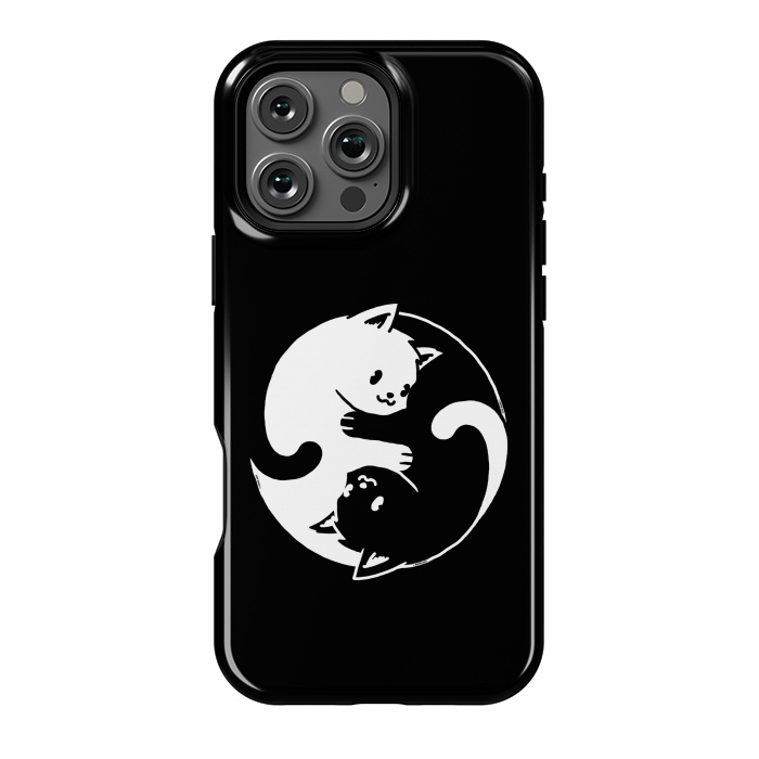 iPhone 16 Pro Max StrongFit Yin Yang Cat Black & White by Vó Maria