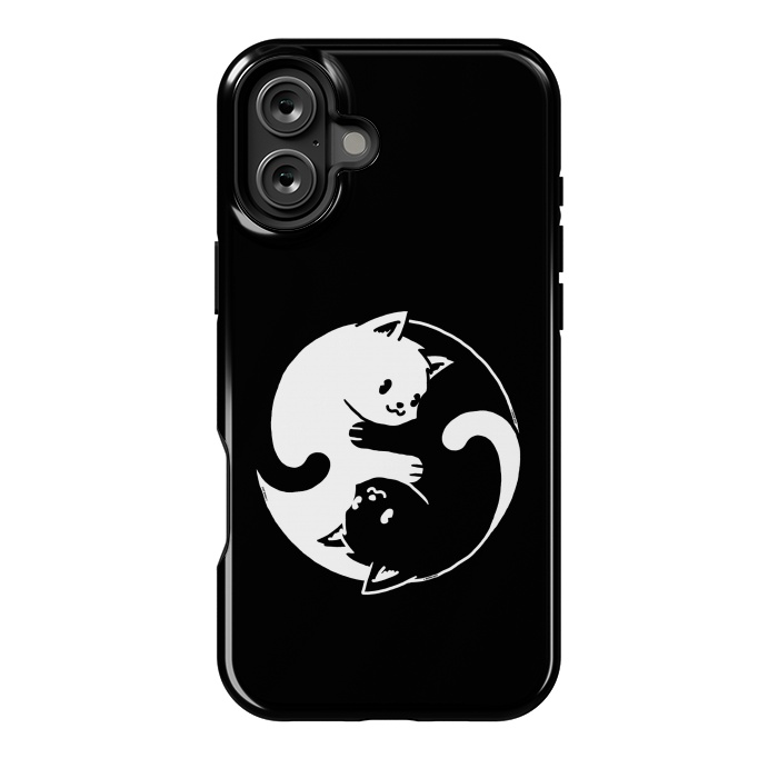 iPhone 16 Plus StrongFit Yin Yang Cat Black & White by Vó Maria