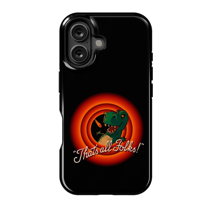 iPhone 16 StrongFit That's All Folks - T-Rex Dinosaur Extinction by Vó Maria