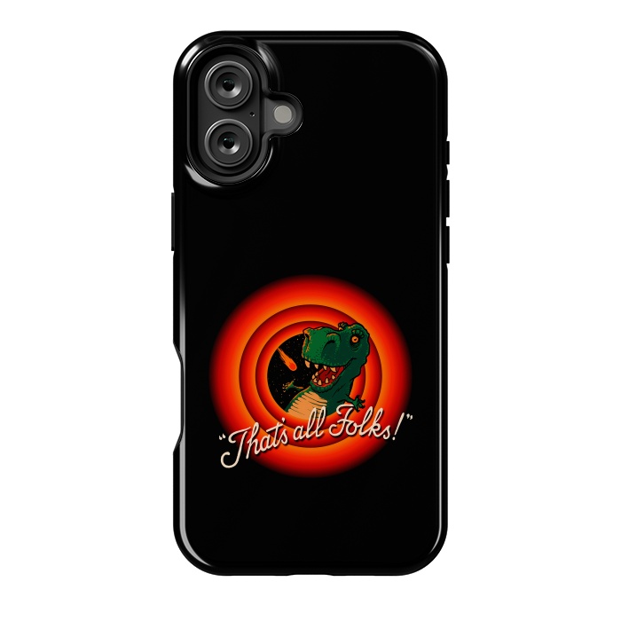 iPhone 16 Plus StrongFit That's All Folks - T-Rex Dinosaur Extinction by Vó Maria