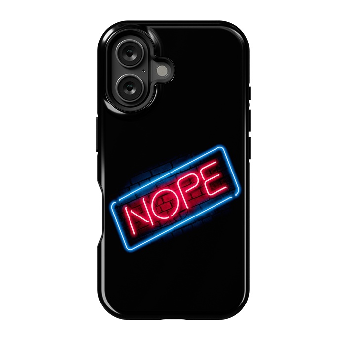 iPhone 16 StrongFit Nope - Neon Lights by Vó Maria