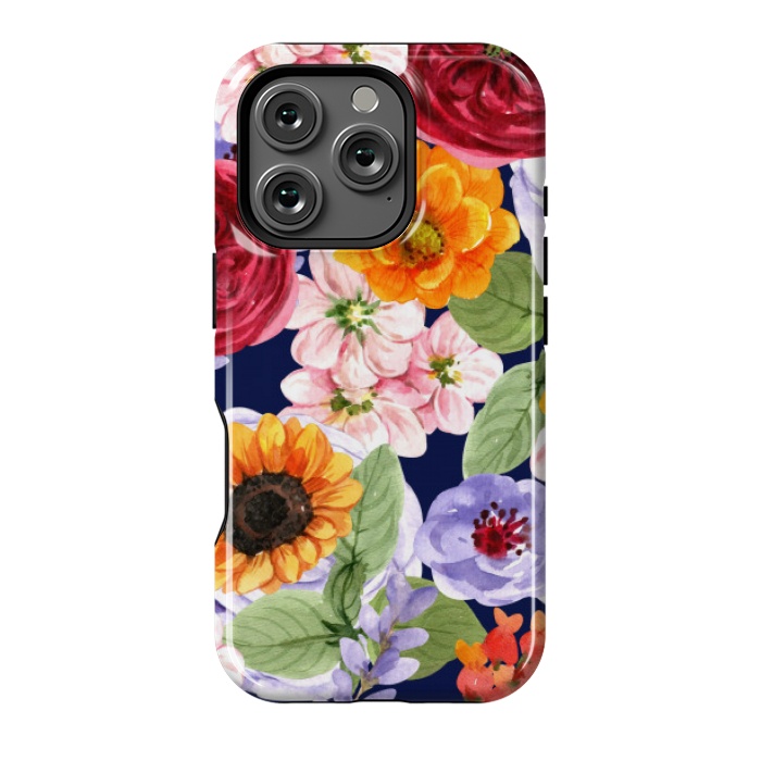 iPhone 16 Pro StrongFit ORANGE PINK FLORAL PATTERN by MALLIKA