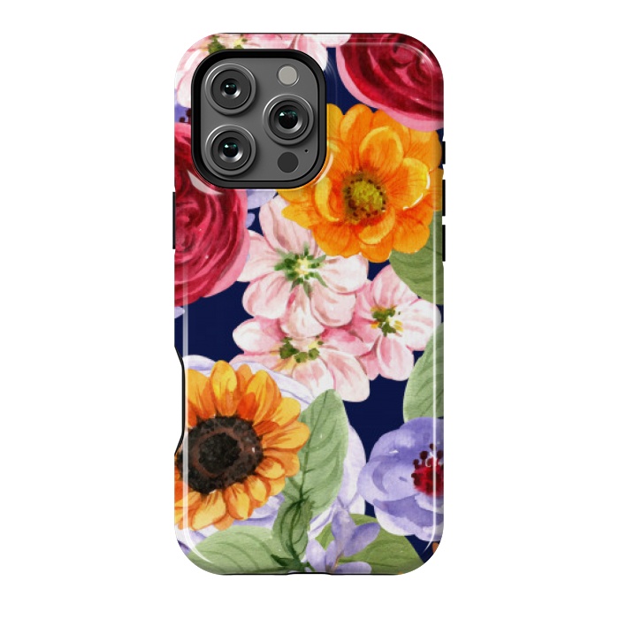 iPhone 16 Pro Max StrongFit ORANGE PINK FLORAL PATTERN by MALLIKA