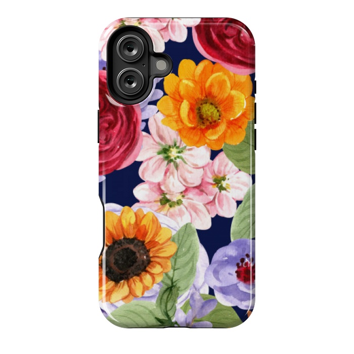 iPhone 16 Plus StrongFit ORANGE PINK FLORAL PATTERN by MALLIKA