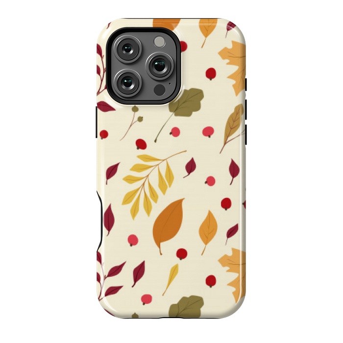 iPhone 16 Pro Max StrongFit subtle autumn leaves pattern by MALLIKA