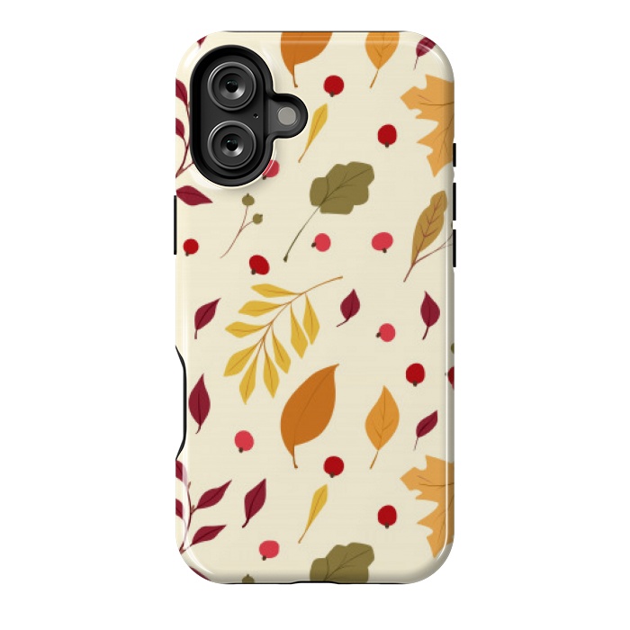 iPhone 16 Plus StrongFit subtle autumn leaves pattern by MALLIKA