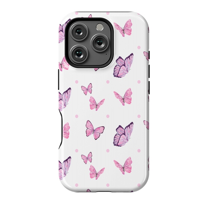 iPhone 16 Pro StrongFit CUTE PINK PURPLE BUTTERFLY PATTERN by MALLIKA