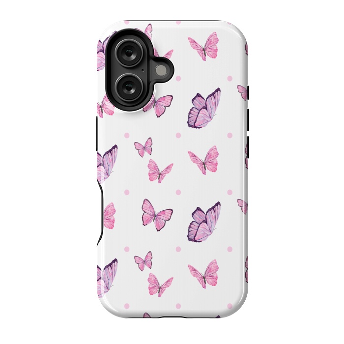 iPhone 16 StrongFit CUTE PINK PURPLE BUTTERFLY PATTERN by MALLIKA