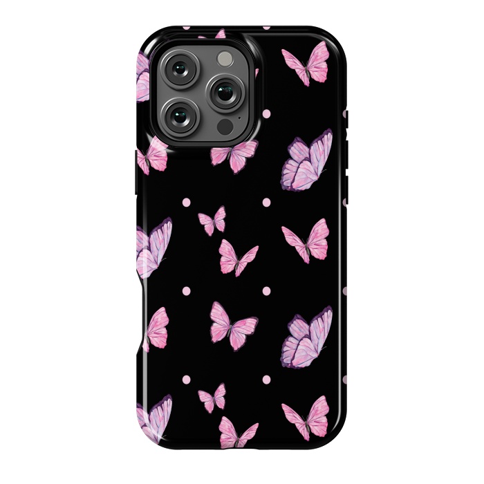 iPhone 16 Pro Max StrongFit CUTE PINK PURPLE BUTTERFLY PATTERN by MALLIKA