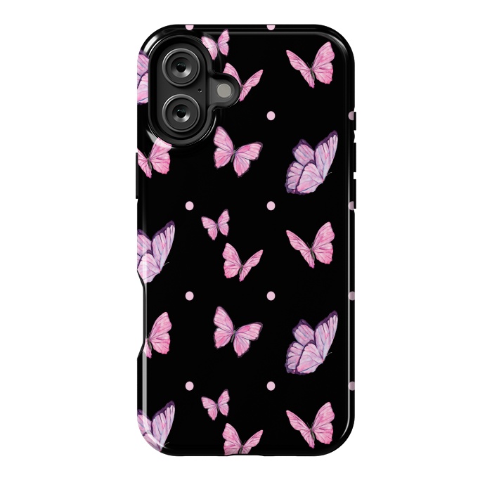 iPhone 16 Plus StrongFit CUTE PINK PURPLE BUTTERFLY PATTERN by MALLIKA