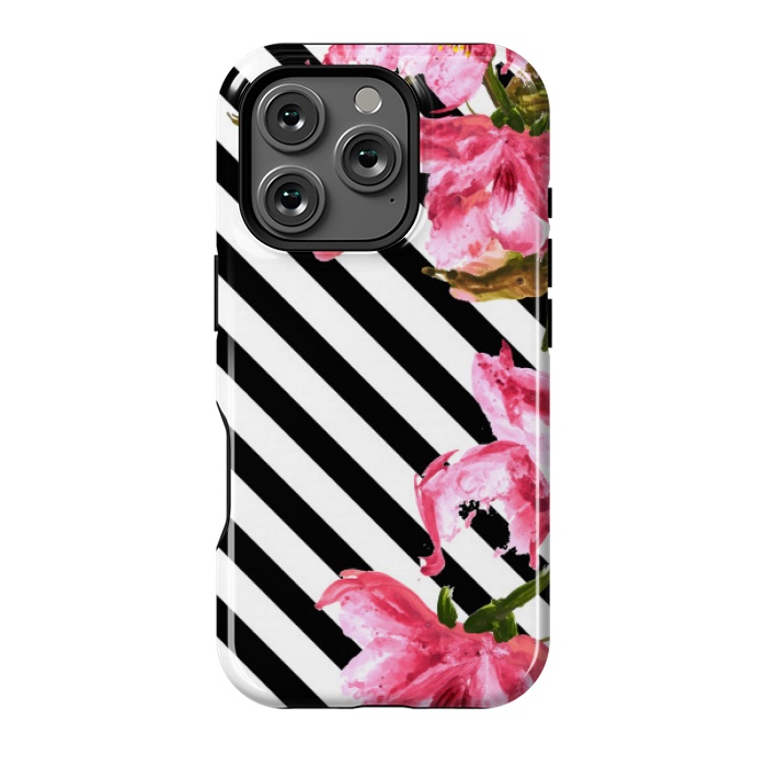 iPhone 16 Pro StrongFit stripes pink tropical pattern by MALLIKA