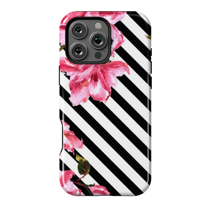 iPhone 16 Pro Max StrongFit stripes pink tropical pattern by MALLIKA