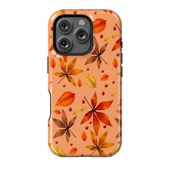 iPhone 16 Pro StrongFit metallic autumn fall leaves by MALLIKA