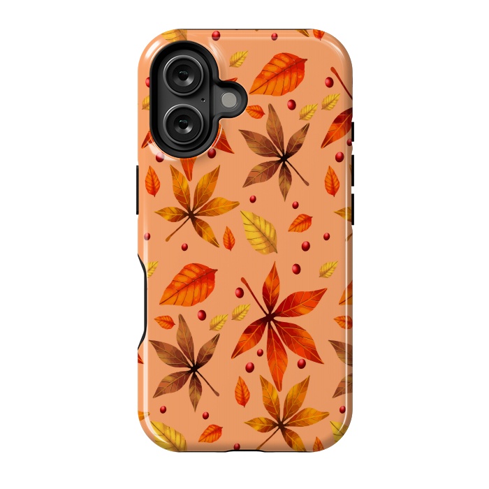 iPhone 16 StrongFit metallic autumn fall leaves by MALLIKA