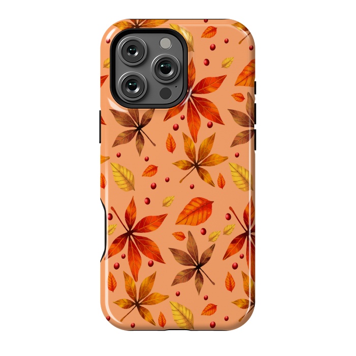 iPhone 16 Pro Max StrongFit metallic autumn fall leaves by MALLIKA