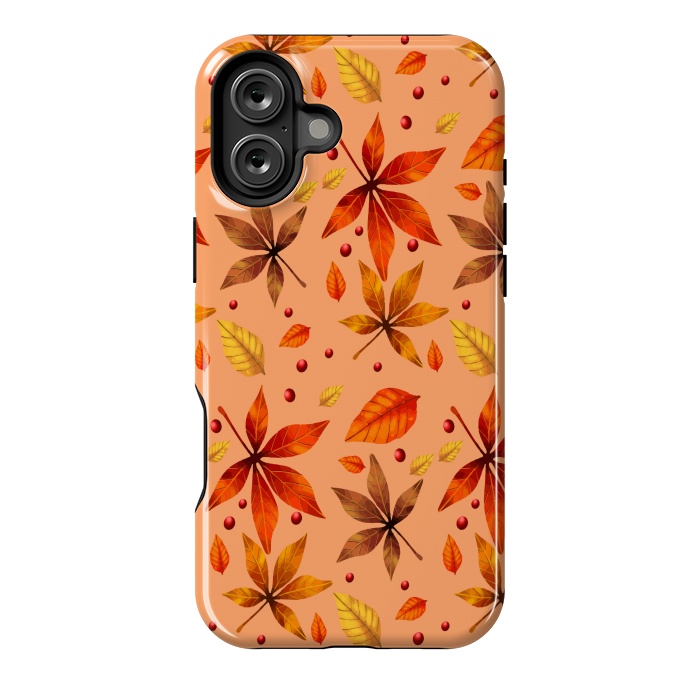 iPhone 16 Plus StrongFit metallic autumn fall leaves by MALLIKA