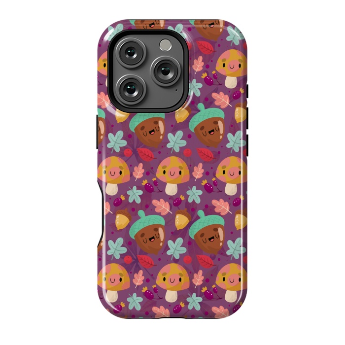 iPhone 16 Pro StrongFit MUSHROOMS NUTS PATTERN by MALLIKA