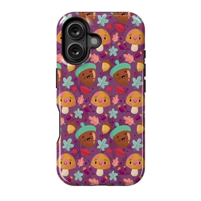 iPhone 16 StrongFit MUSHROOMS NUTS PATTERN by MALLIKA