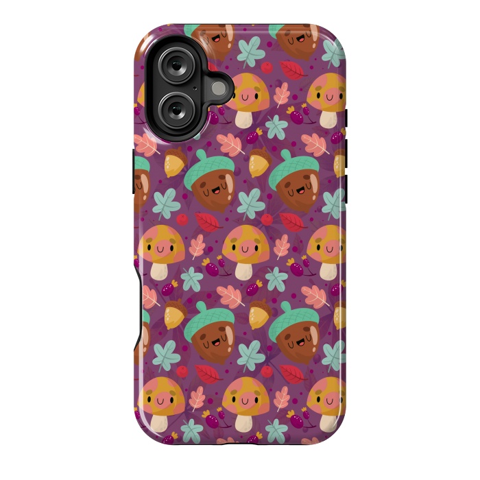 iPhone 16 Plus StrongFit MUSHROOMS NUTS PATTERN by MALLIKA