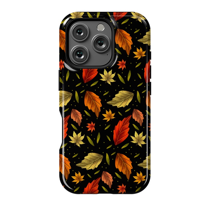 iPhone 16 Pro StrongFit METALLIC AUTUMN LEAVES PATTERN by MALLIKA