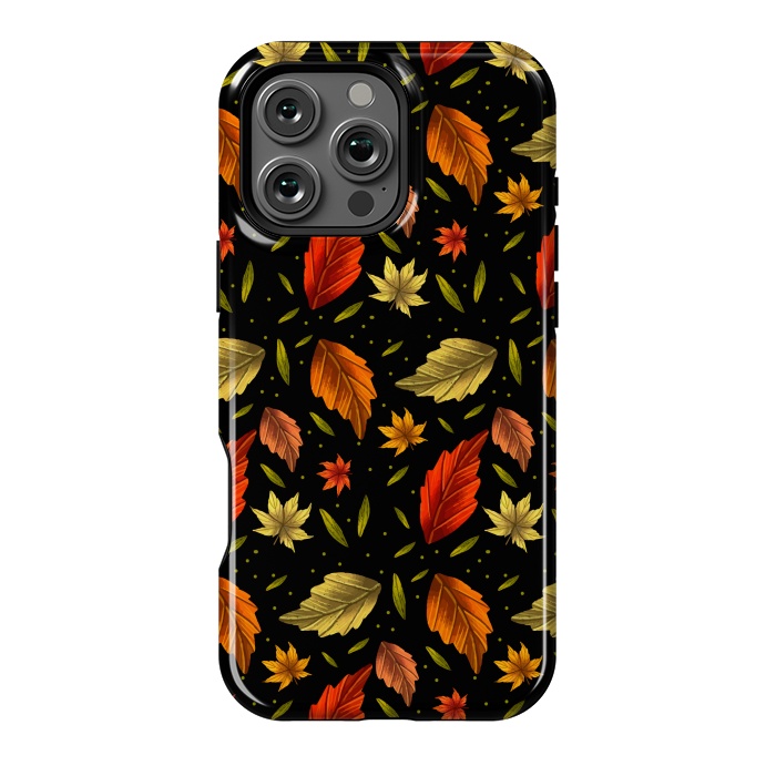 iPhone 16 Pro Max StrongFit METALLIC AUTUMN LEAVES PATTERN by MALLIKA