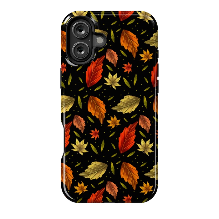 iPhone 16 Plus StrongFit METALLIC AUTUMN LEAVES PATTERN by MALLIKA