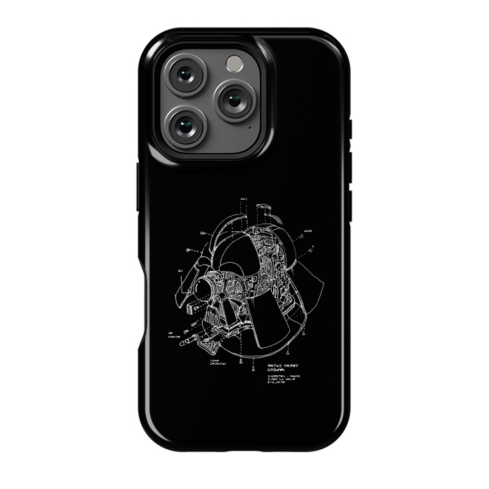 iPhone 16 Pro StrongFit Darth Vader Helmet Blueprint by Vó Maria